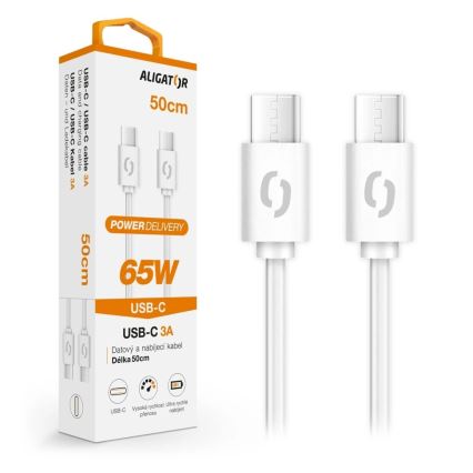 Aligator DATKP55 - cavo USB USB-C / USB-C 65W Power Delivery 0,5m bianco
