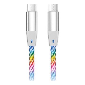 Aligator DATKP62 - Cavo da USB-C a USB-C con illuminazione LED, alimentazione da 65 W, 1,2 m