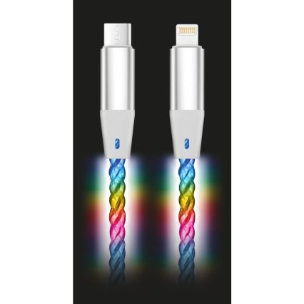 Aligator DATKP63 - Cavo da USB-C a Lightning con illuminazione LED, alimentazione da 30 W, 1,2 m