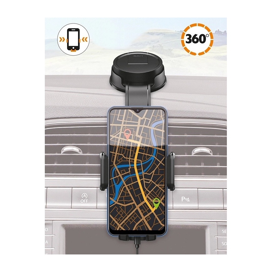 Aligator HA25 - Supporto auto per smartphone con braccio flessibile, nero