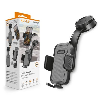 Aligator HA25 - Supporto auto per smartphone con braccio flessibile, nero