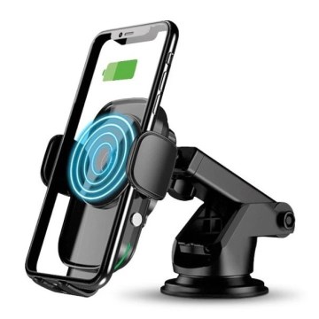 Aligator HAK2 - Supporto auto per telefono con chiusura automatica e ricarica wireless Qi 15W, nero
