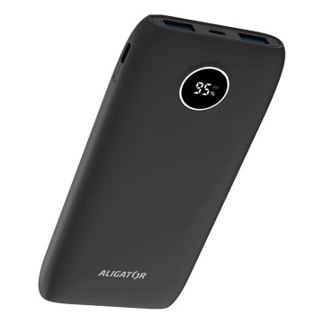 Aligator PBPD10BK - Power Bank da 10.000 mAh con display LCD, Power Delivery 20 W / 3,7 V, nero