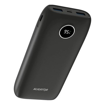 Aligator PBPD20BK - 20,000 mAh Power Bank con LCD Display, 20W Power Delivery, 3.7V, Black