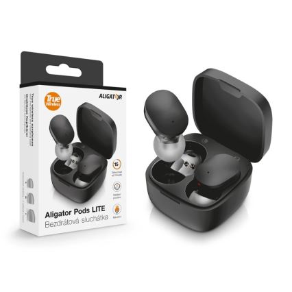 Aligator TWS05 - Auricolari wireless Pods LITE 200 mAh + 2x 30 mAh IP30 neri