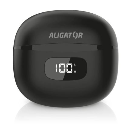 Aligator TWS08BK - Auricolari wireless con ANC, 200 mAh + 2x 30 mAh, IP40, nero
