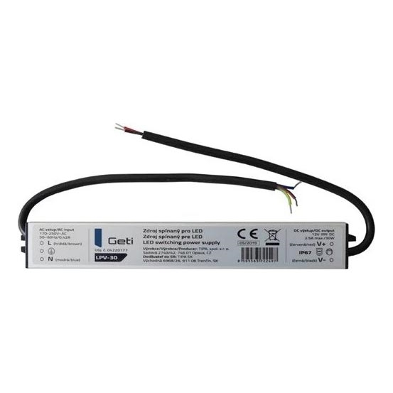 Alimentatore a commutazione per strisce LED 30W/12V IP67