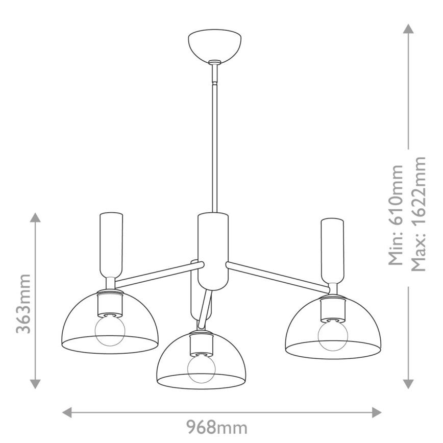 Alora Mood - Lampadario a sospensione con supporto rigido JUDE 3xE27/60W/230V diametro 96,8 cm ottone