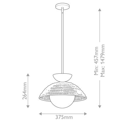 Alora Mood - Lampada a sospensione con asta PERTH 1xE27/60W/230V Ø 37,5 cm dorata