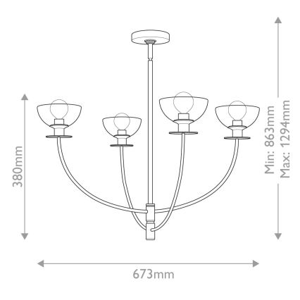 Alora Mood - Lampadario a stelo SYLVIA 4xE14/40W/230V dorato