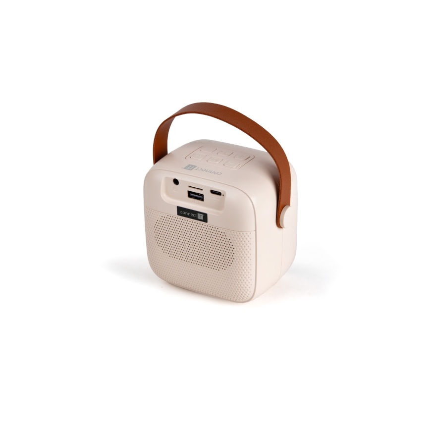 CONNECT IT CSP-1010-BG - Altoparlante LED RGB con 2 microfoni wireless 2Mic 5W/1200 mAh + 2x 400 mAh crema/oro