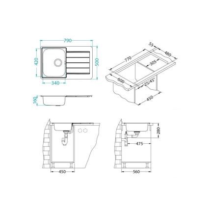 ALVEUS 1069147 - Lavello da cucina LINE 79x50 cm acciaio inox/satinato