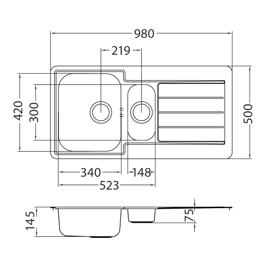 ALVEUS 1082440 - Lavello da cucina LINE 98x50 cm acciaio inox/satinato
