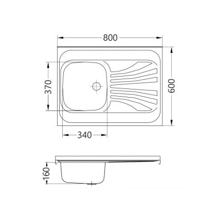 ALVEUS 1095618 - Lavello da cucina CLASSIC 80x60 cm in acciaio inox satinato, senza bordo, girevole