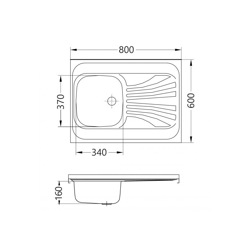 ALVEUS 1095618 - Lavello da cucina CLASSIC 80x60 cm in acciaio inox satinato, senza bordo, girevole