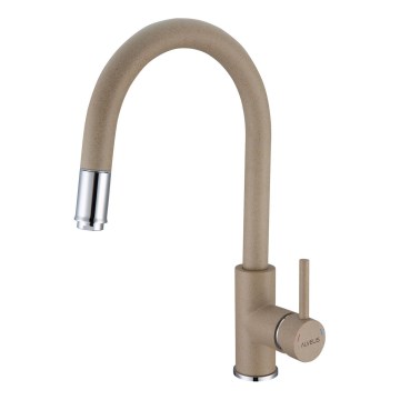 ALVEUS 1129020 - Rubinetto lavello con doccetta estraibile DELOS 38 cm granito/beige