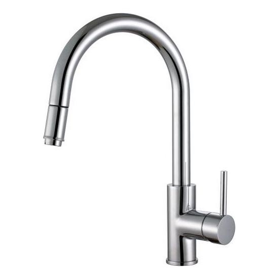 ALVEUS 1129021 - Rubinetto lavello con doccetta estraibile DELOS 38 cm cromo lucido