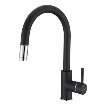 ALVEUS 1129022 - Rubinetto lavello con doccetta estraibile DELOS 38 cm granito/nero