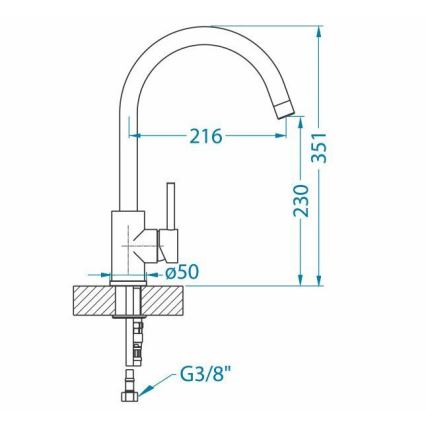 ALVEUS 1129028 - Miscelatore per lavello ELZA 35,1 cm in acciaio inox