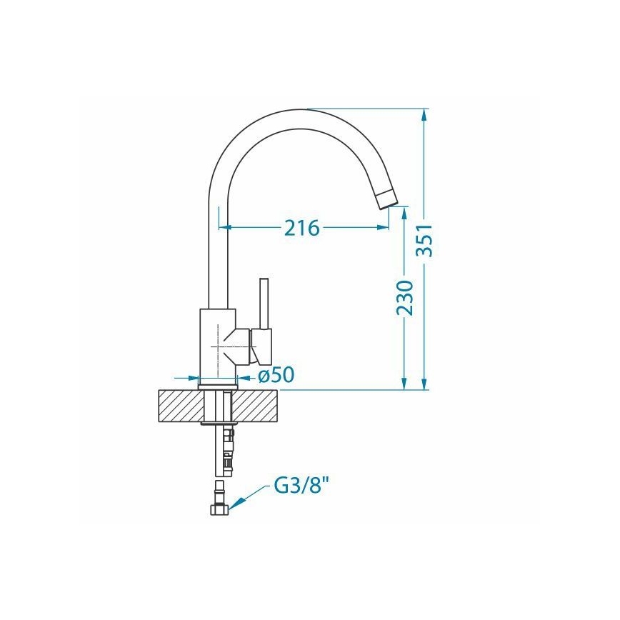 ALVEUS 1129028 - Miscelatore per lavello ELZA 35,1 cm in acciaio inox