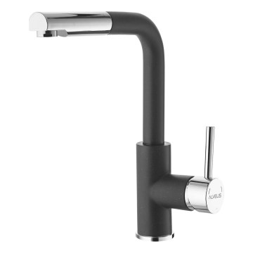 ALVEUS 1129048 - Rubinetto lavello con doccetta estraibile SIROS 29,7 cm granito/nero