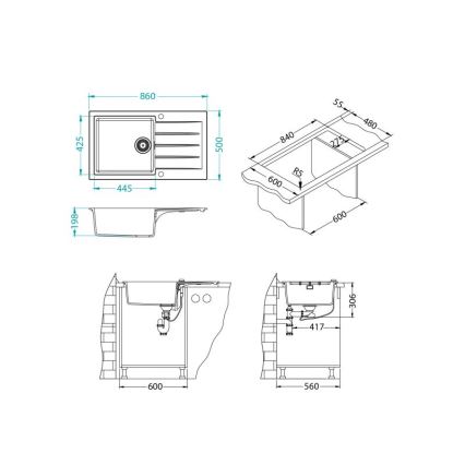 ALVEUS 1132027 - Lavello della cucina CADIT 86x50 cm granito/bianco