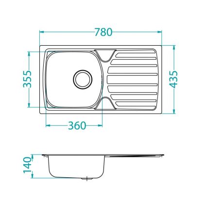 ALVEUS 1136539 - Lavello da cucina BASIC 78x43,5 cm acciaio inox/satinato, ampia piletta