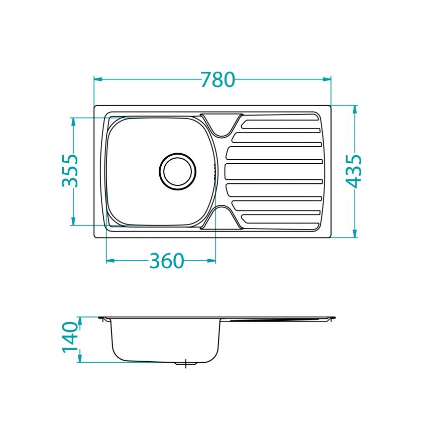 ALVEUS 1136539 - Lavello da cucina BASIC 78x43,5 cm acciaio inox/satinato, ampia piletta