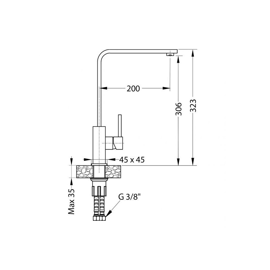 ALVEUS 1136742 - Rubinetto per lavello AFRA 32,3 cm granito/nero