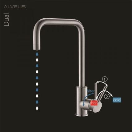 ALVEUS 1139812 - Rubinetto per lavello DUAL 37 cm granito/nero