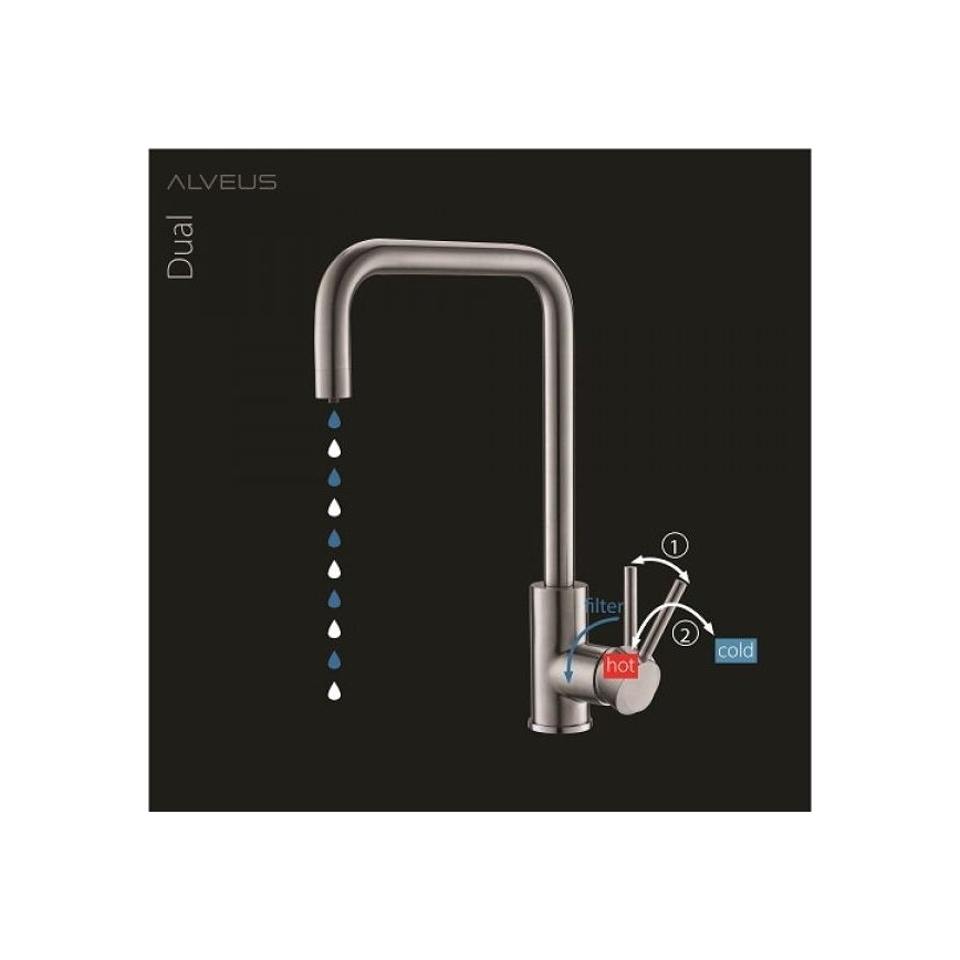 ALVEUS 1139812 - Rubinetto per lavello DUAL 37 cm granito/nero