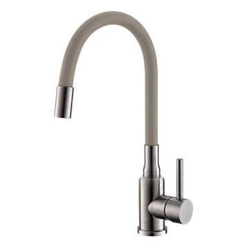 ALVEUS 1144429 - Miscelatore per lavello MINTAS 34 cm con beccuccio flessibile, acciaio inox/beige