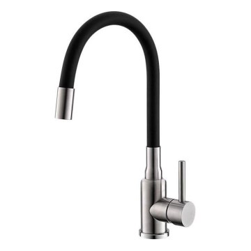 ALVEUS 1144432 - Miscelatore per lavello MINTAS con collo flessibile 34 cm, inox/nero