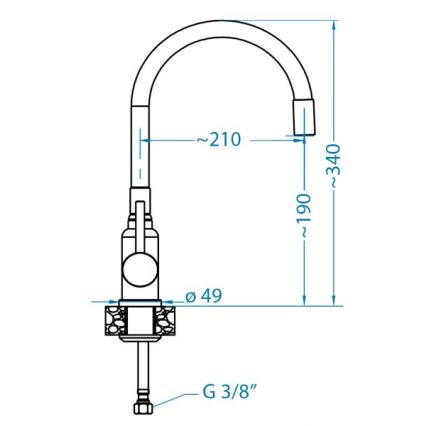 ALVEUS 1144432 - Miscelatore per lavello MINTAS con collo flessibile 34 cm, inox/nero