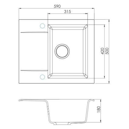 ALVEUS 1149114 - Lavello della cucina GEM 59x50 cm granito/beige