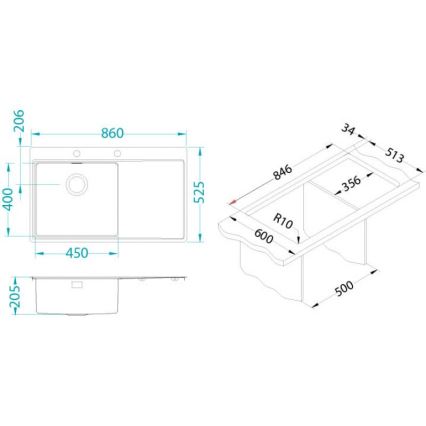 ALVEUS 1149518 - Lavello da cucina PURE 86x52,5 cm in acciaio inossidabile