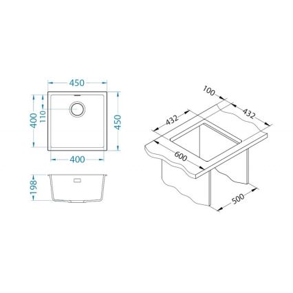 ALVEUS 1150047 - Lavello da cucina OMNI 45x45 cm granito/beige