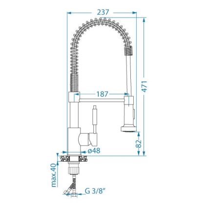 ALVEUS 1150887 - Rubinetto per lavello con braccio flessible con spruzzatore URBAN 47,1 cm nero