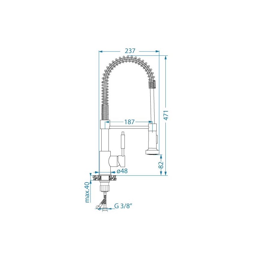 ALVEUS 1150887 - Rubinetto per lavello con braccio flessible con spruzzatore URBAN 47,1 cm nero