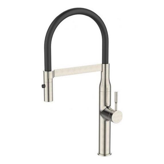 ALVEUS 1150892 - Rubinetto da cucina con collo flessibile e doccetta MIRAGE 49,5 cm satinato