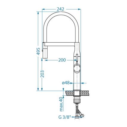 ALVEUS 1150892 - Rubinetto per lavello con braccio flessible con spruzzatore MIRAGE 49,5 cm raso