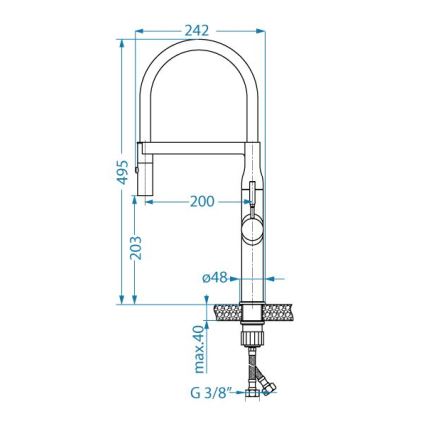 ALVEUS 1150893 - Rubinetto per lavello con braccio flessible con spruzzatore MIRAGE 49,5 cm nero