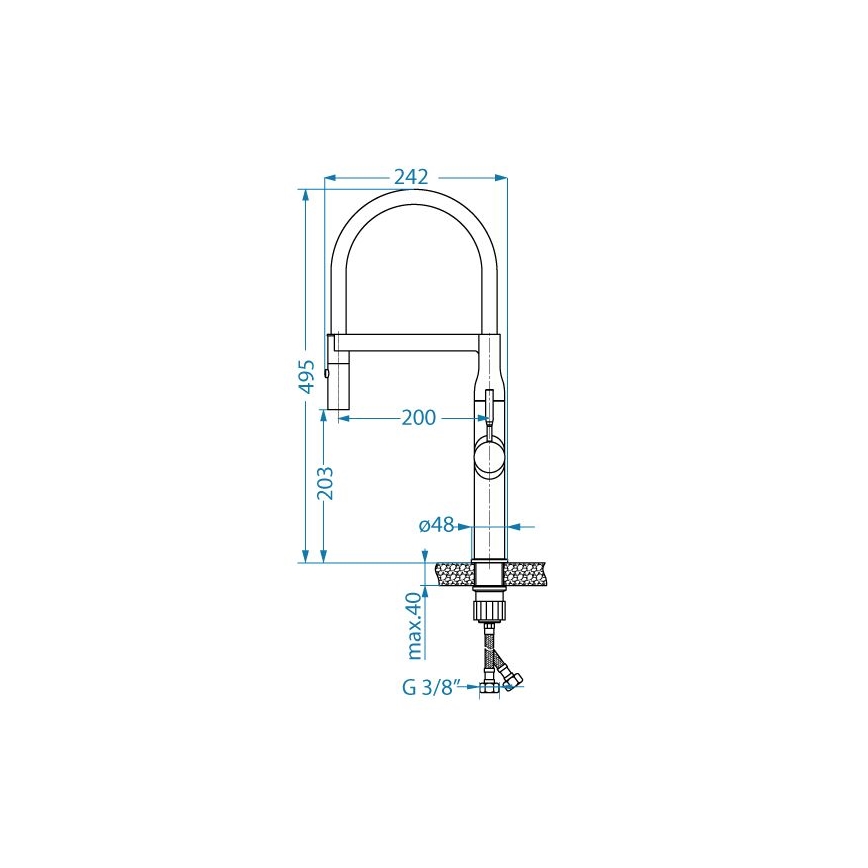 ALVEUS 1150893 - Rubinetto per lavello con braccio flessible con spruzzatore MIRAGE 49,5 cm nero