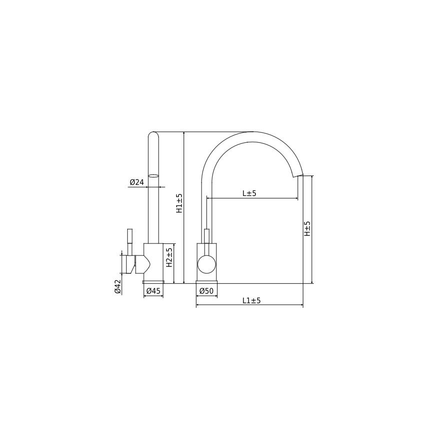 ALVEUS ES3508A - Rubinetto per lavello VIOLA 36,7 cm pettinato acciaio