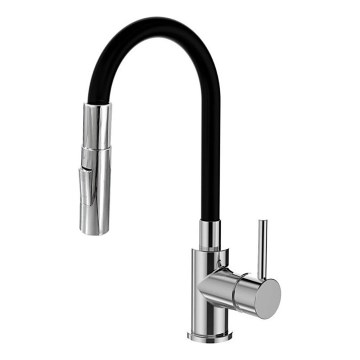 ALVEUS KI112111 - Rubinetto lavello con braccio flessibile e spruzzatore BEA 47 cm cromo lucido/nero