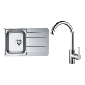 ALVEUS SET0026 - Lavello da cucina LINE 79x50 cm + rubinetto TONIA 29,5 cm satinato/cromato lucido