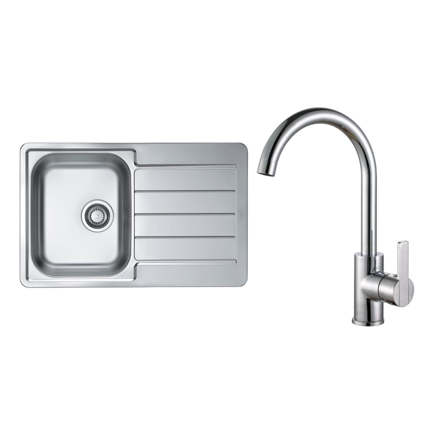ALVEUS SET0026 - Lavello da cucina LINE 79x50 cm + rubinetto TONIA 29,5 cm satinato/cromato lucido