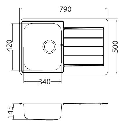 ALVEUS SET0026 - Lavello da cucina LINE 79x50 cm + miscelatore per lavello TONIA 29,5 cm cromo satinato/lucido