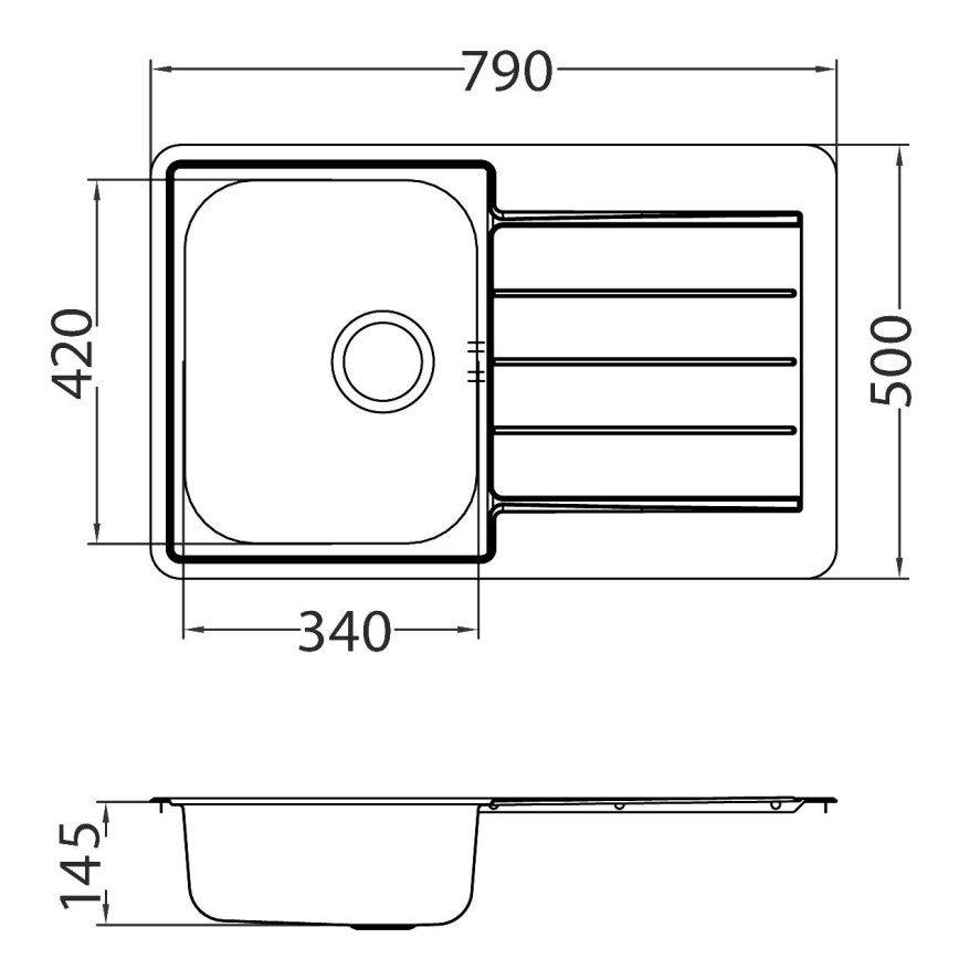 ALVEUS SET0026 - Lavello da cucina LINE 79x50 cm + miscelatore per lavello TONIA 29,5 cm cromo satinato/lucido