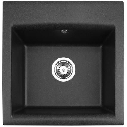 ALVEUS SETA23193 - Lavello da cucina ATROX 50x50 cm + rubinetto MINTAS 34 cm con braccio flessibile granito/mat negro